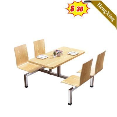 Wholesale High Quality Customized Yellow Color Wooden Project Supporting Dining Room Furniture Table with Chair Metal Leg