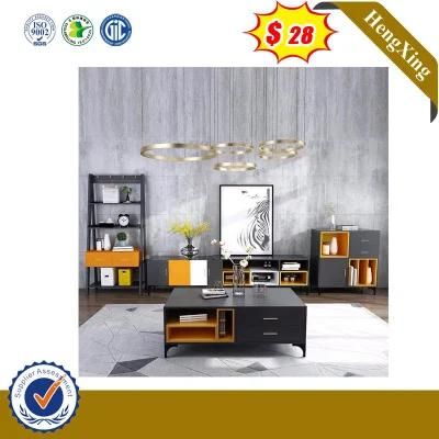 Black Curved Corner Solid Wood Living Room Furniture (UL-MFC069)
