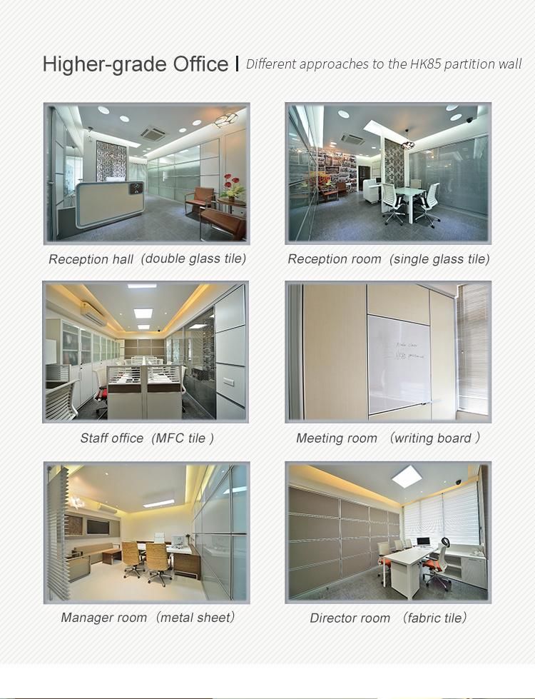 Modern Glass Partition HK55s Glass Aluminium Office Partition Wall