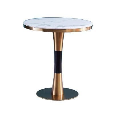 Professional Modern Design Golden Metal Frame Round Marble Top Coffee Tray Table