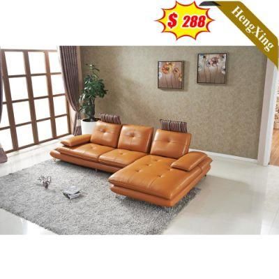 Simple Nordic Design Office Living Room Sofa Hotel Furniture Brown PU Leather L Shape Sofa