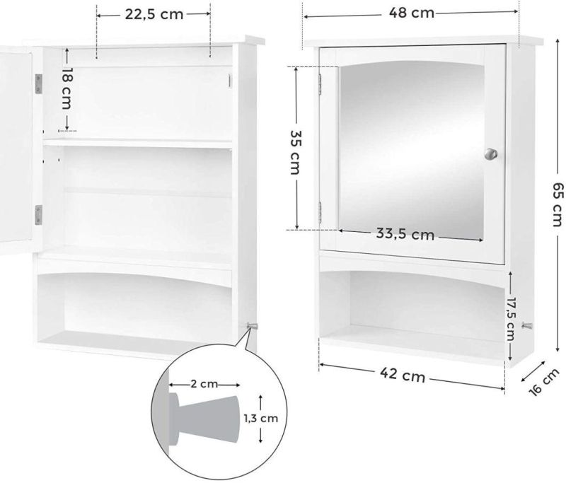 Mirror Cabinet Wall Storage Cabinet with 2 Door