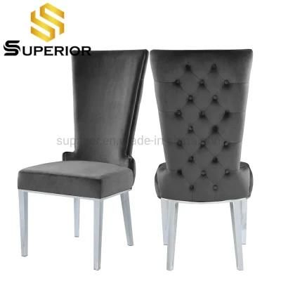 New Design Black Velvet Cover Dining Chair with Steel Legs