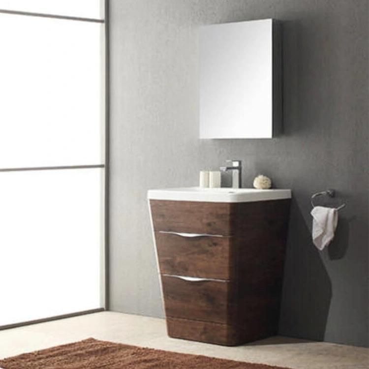 Modern Floor Mounted Chestnut Vanity Bathroom Vanity and Acrylic Top with Medicine Cabinet