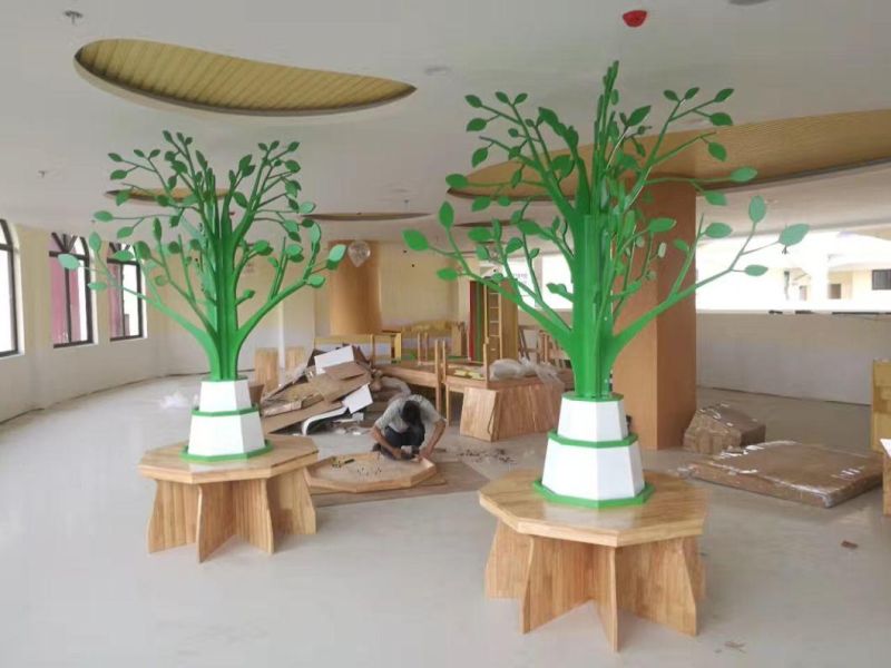 Kindergarten Reading Area Kids Table with Tree, Kindergarten and Preschool Reading Area Decoration Tree, Children Reading Table