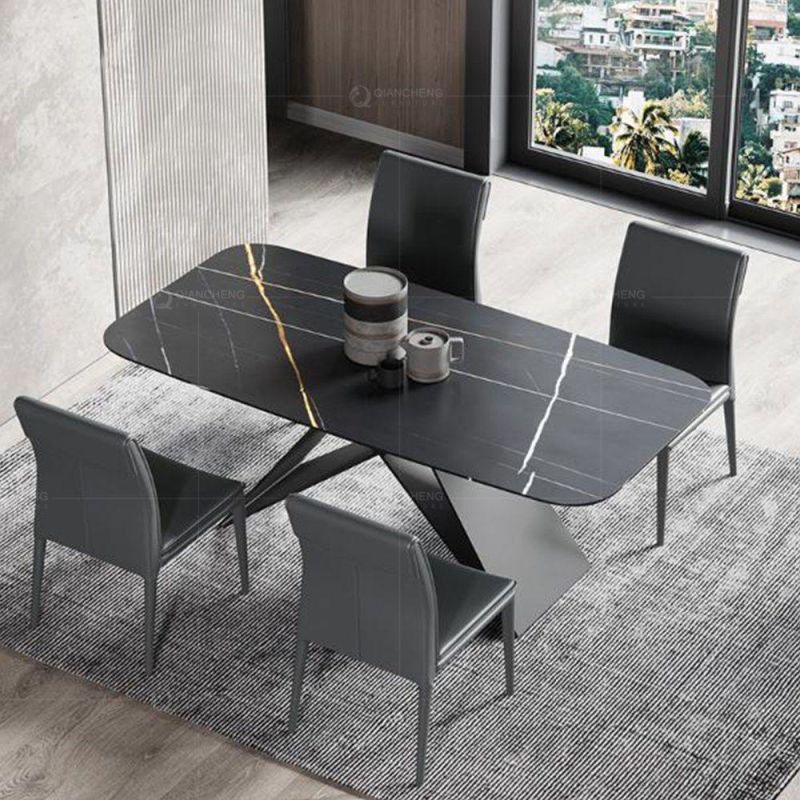 Modern Dining Furniture Stainless Steel Base Marble Dining Table