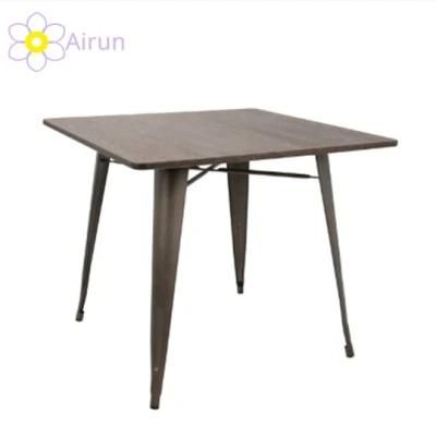 Wooden Coffee Shop Table for Outdoor and Indoor Furniture Table with Steel Frame