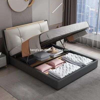 Custom Luxury Italian Furniture Bedroom Storage Bed with Gas Lift