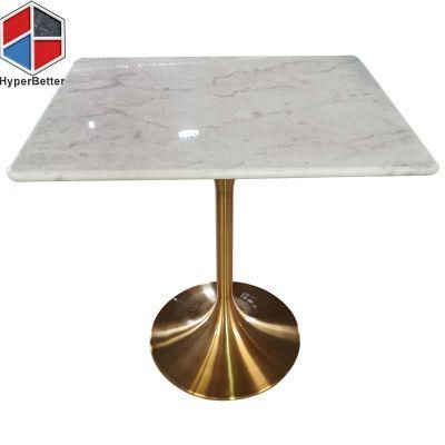 Tulip Stainless Steel Base Square White Marble Dining Table