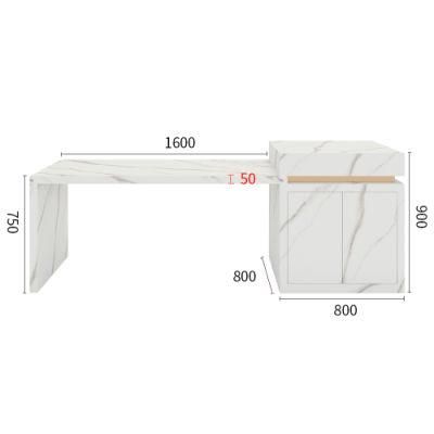 Modern Furniture Snow White Rock Plate Marble Stone Kitchen Table Island