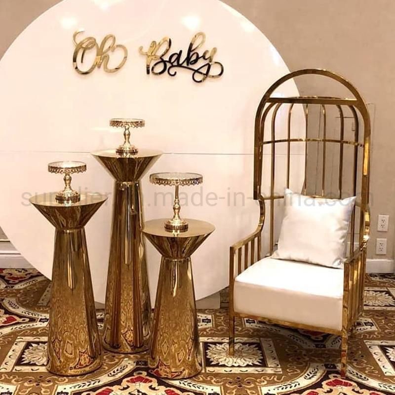 Luxury Event Furniture Gold Metal Frame Royal Fabric Sofa