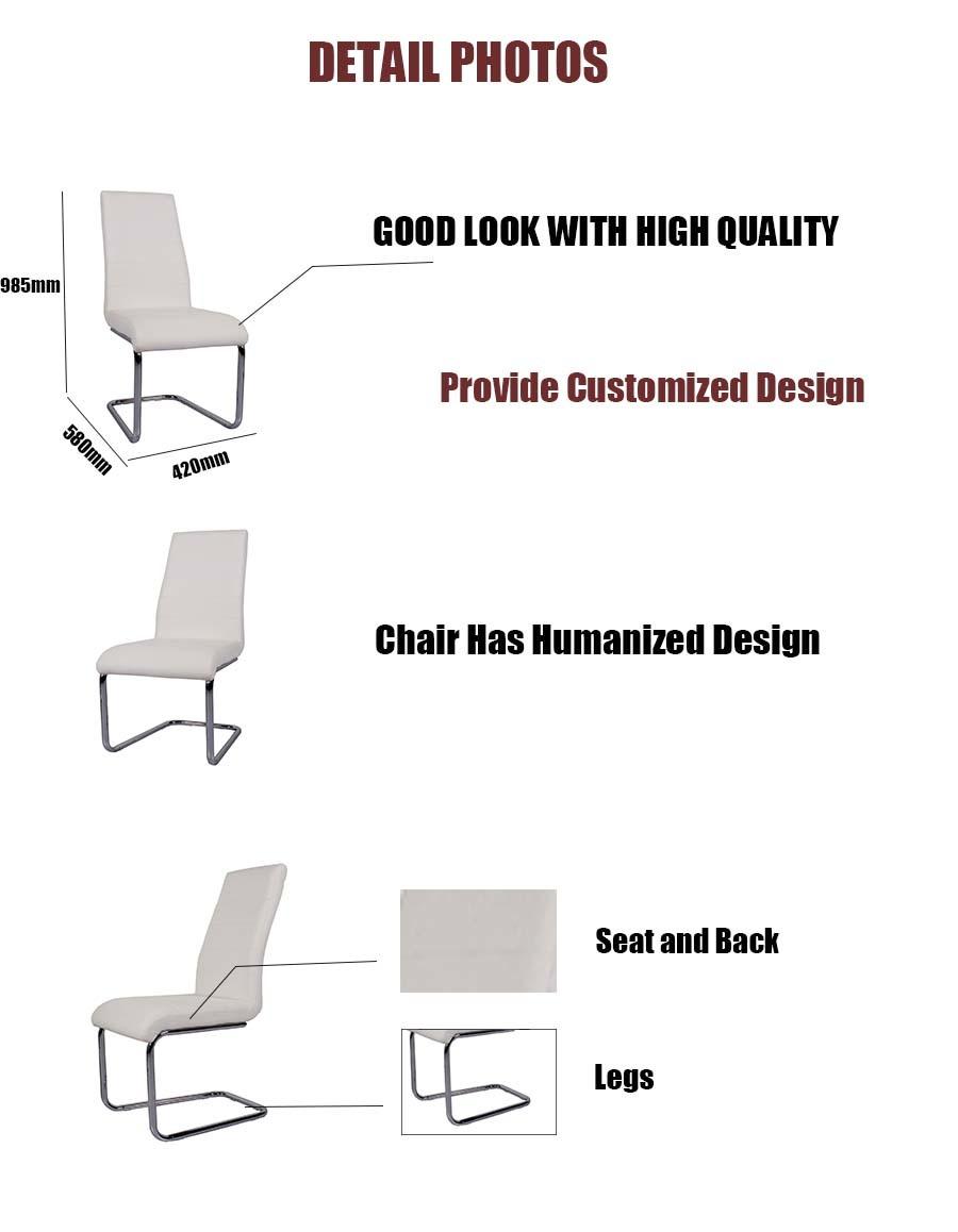 Wholesale Home Outdoor Office Furniture Chair High Back PU Back and Electroplated Round Steel Tube Leg Dining Chair