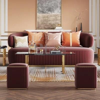 Dubai Sofa Furniture Luxury Latest Design Living Room Sofa Set Velvet Fabric Sofa