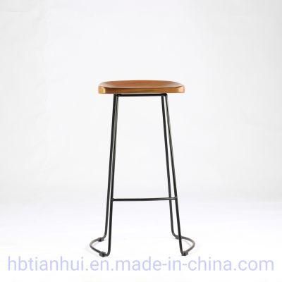 Modern Furniture Fashionable Wooden Seat Metal Frame Bar Stool Chairs for Restaurant Dining Chairs
