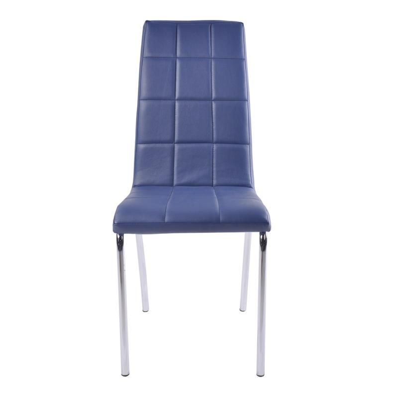 Heavy-Duty Excellent PU Leather Color Optional Square Lattice Back Dining Chair
