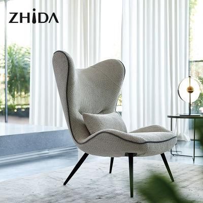 Zhida Nordic Leisure Single Sofa Chair White Modern Villa Living Room Lounge Recliner Chair Hotel Bedroom Furniture Accent Lazy Chair