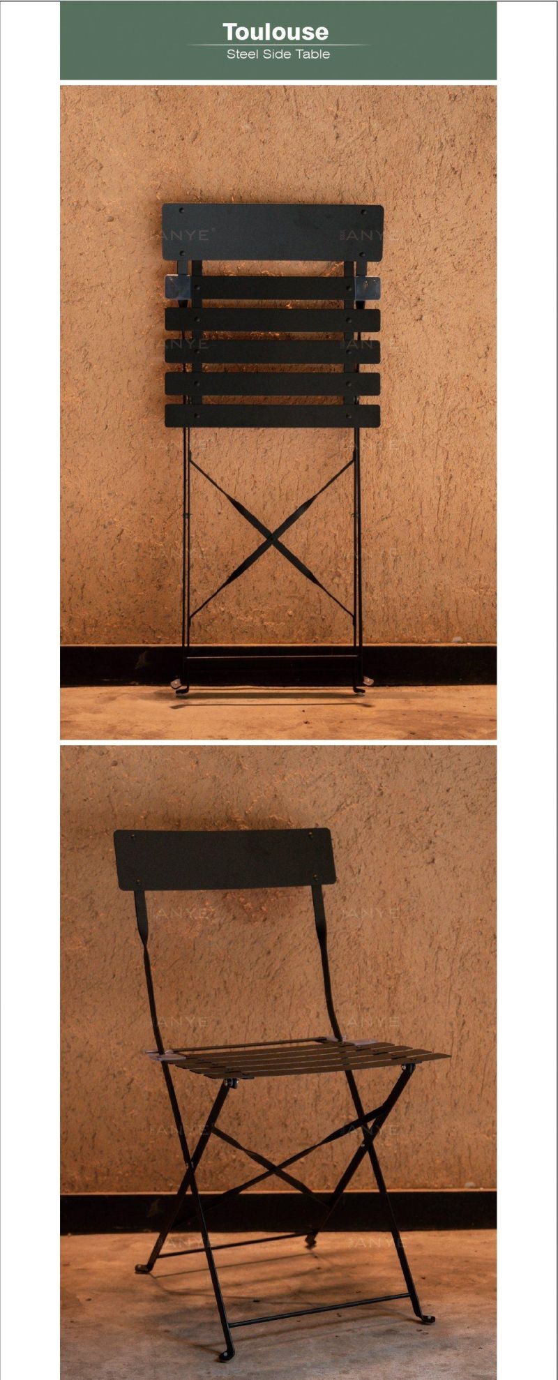 Modern Furniture Portable Outdoor Rust Resistant Folding Garden Seat Side Bistro Chair