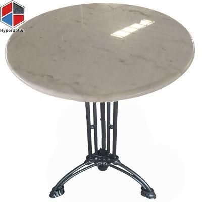 OEM Service Round White Marble Baccarat Table with Black Wrought Iron Base