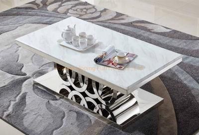 Europe Design Square White Marble Top Living Room Center Table Home Coffee Table