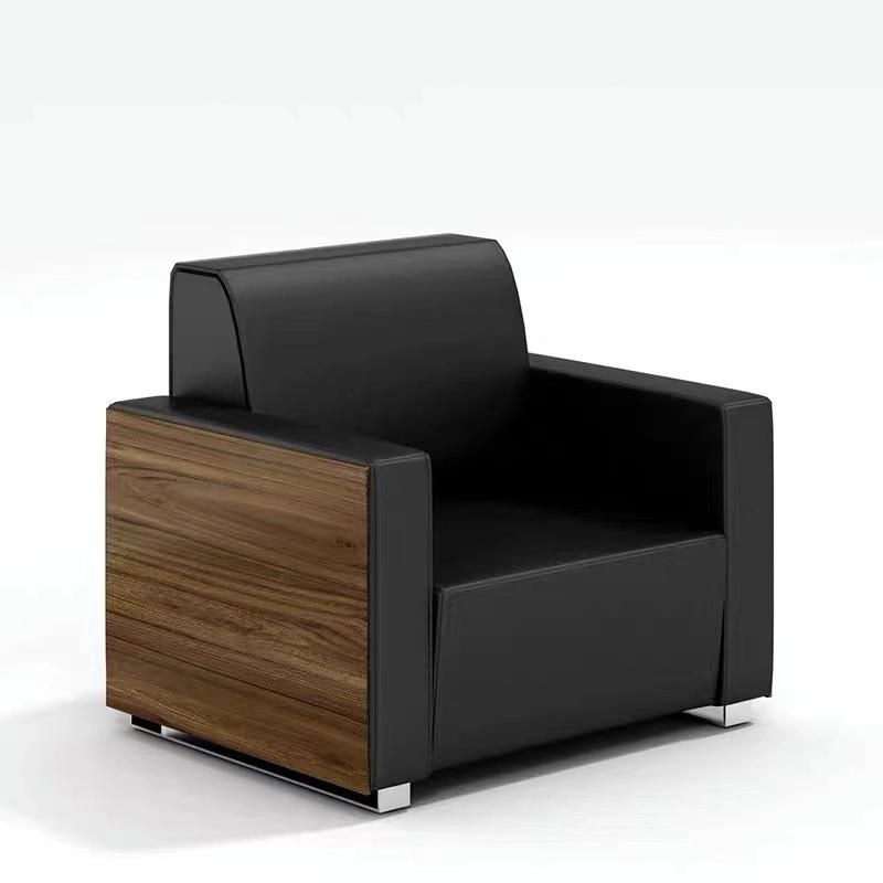 Modern Popular Wooden Leather Office Lounge Sofa Set Tea Table Furniture