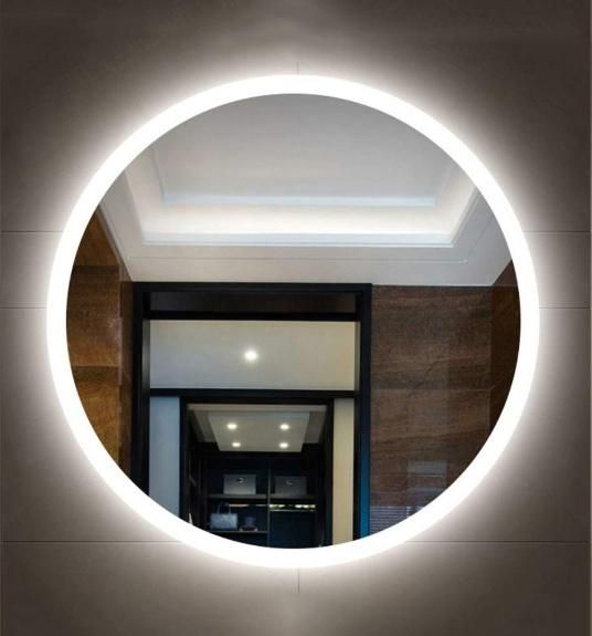 Modern Exquisite Round LED Light Illuminated Bathroom Mirror with Aluminum Frame
