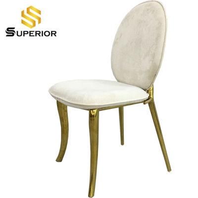 Hot Selling Gold Stainless Steel Hotel Furniture Fabric Dining Chair