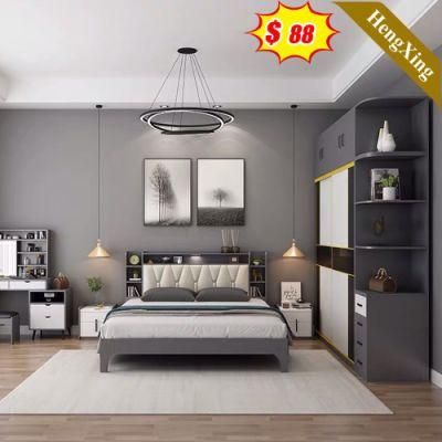 Modern Wooden Luxury Home Hotel Bedroom Furniture Set Wardrobe Closet Nightstand Cabinets Beds Mattress Soft Leather Bed with Box Storage