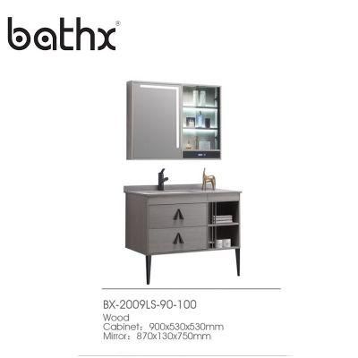 Modern Styles Freestanding Sanitary Ware Ply Wood Bathroom Cabinet with Ceramic Washing Basin