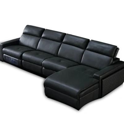 Comfortable Black Color Livingroom Furniture Modern Electric USB Charger Adjustable Recliner Sectional Sofa