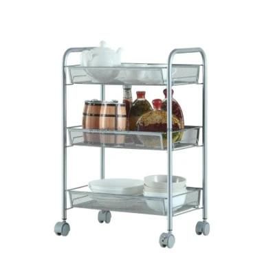 Steel Removable 4-Wheeled Storage Kitchen Cart in Silver with Easy Life for Making Space.