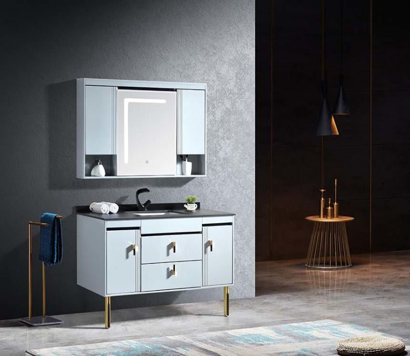 China Factory Wholesale PVC Waterproof Storage Design Mirror Sink Bathroom Cabinet