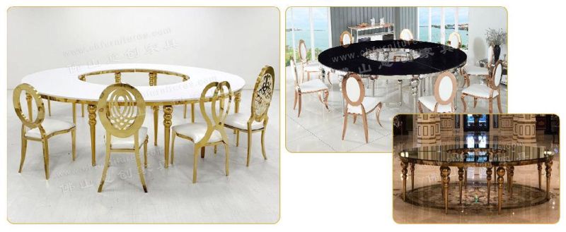 Hyc-St40 Foshan Furniture Stainless Steel Round Table and Dining Chair for Sale