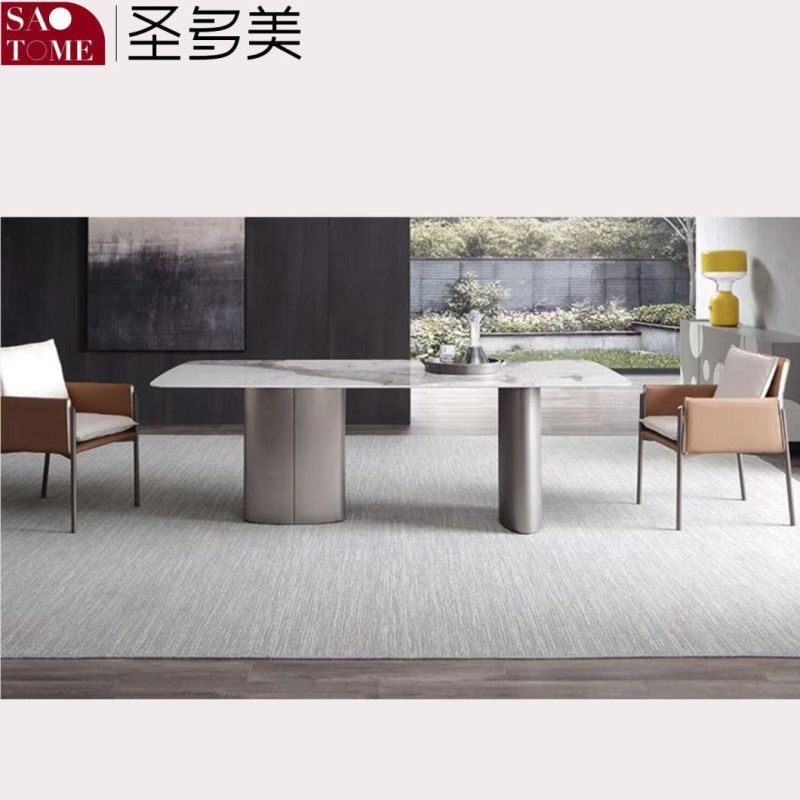 Modern Living Room Dining Room Furniture Gray Titanium Two Flat Long Foot Dining Tables