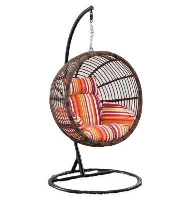 Outdoor Home Furniture PE Wicker Egg Shape Hanging Garden Patio Swings Chair