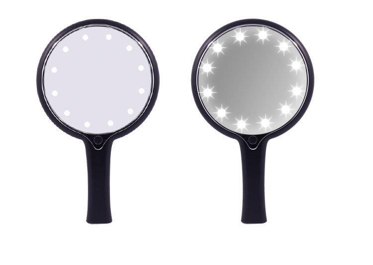 fashion Cosmetic Makeup Portable LED Hand Mirror with Handle