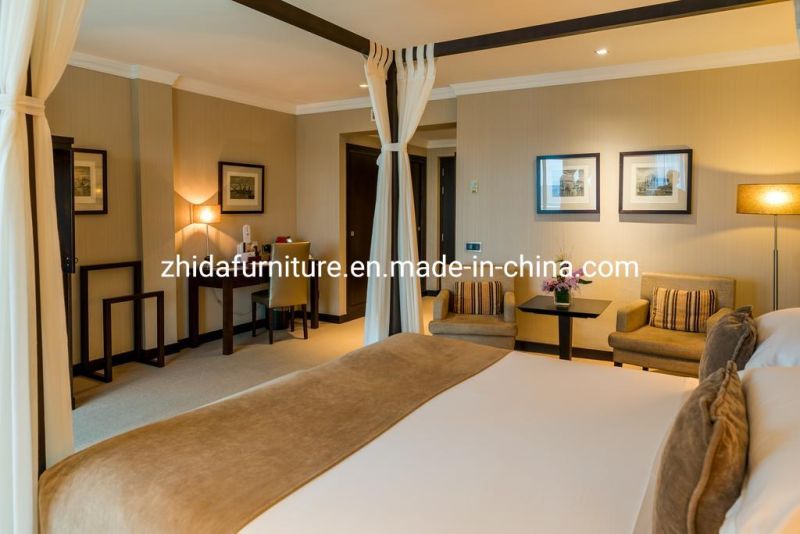 5 Star Vacation Hotel Customized Furniture Modern Design Apartment Villa Furniture Supply Solid Wood King Size Bed with Outdoor Chair
