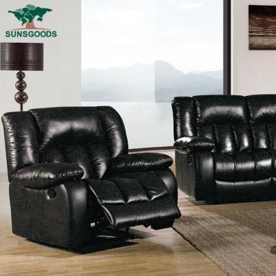 Black Colour Bonded Leather Single Recliner Sofa Couch Living Room Furniture