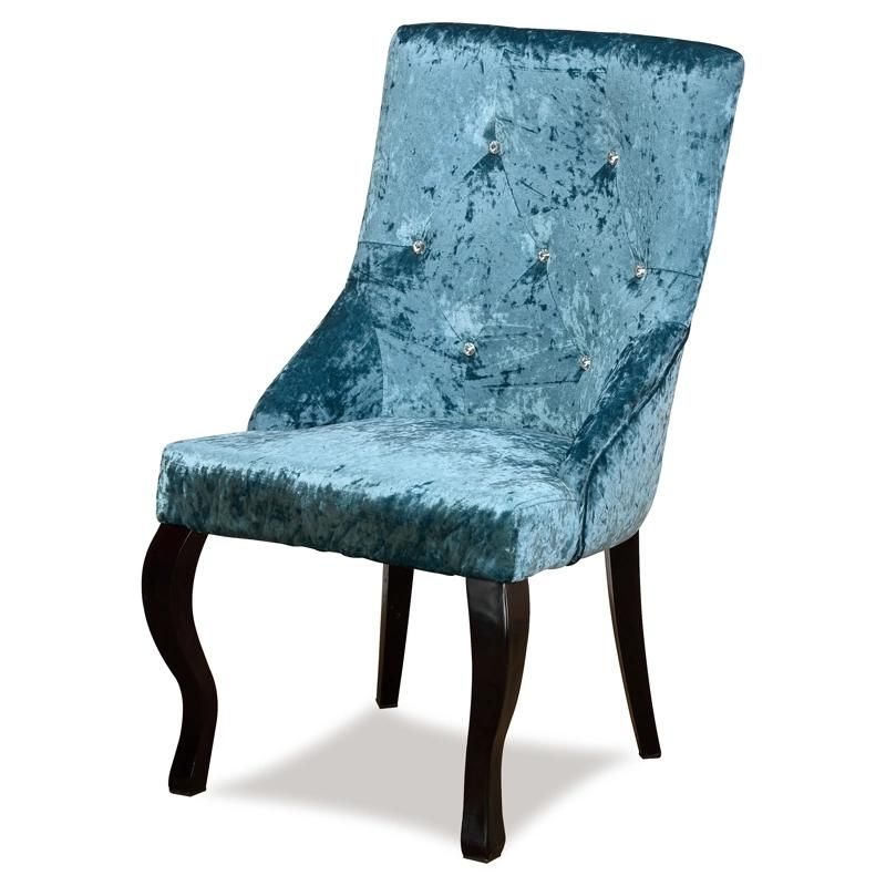 Hotel Luxury Fabric Removable Stainless Steel Leg Knocker Dining Chair in Grey Velvet Fabric