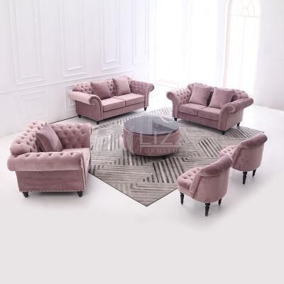 Nordic Style Modern Chesterfield Furniture Fabric Loveseat Classical Sofa