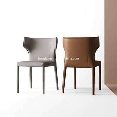 Office Furniture Steel Legs Brown Leather Dining Chair for Living Room