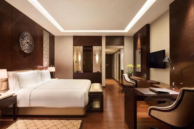 Drak Brown Wood Veneer Finish Hotel Sleeping Room Suite Furniture