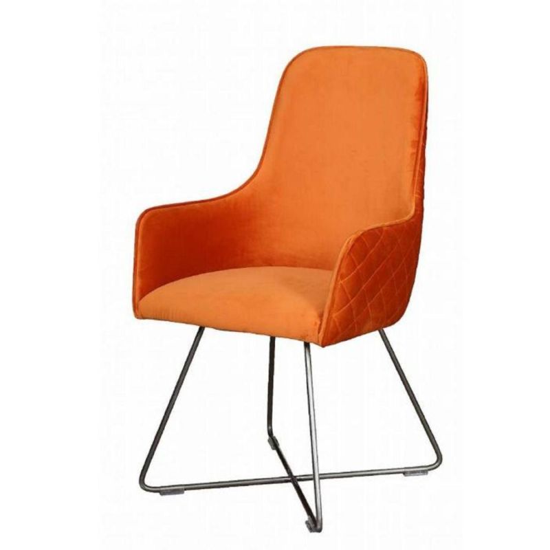 Modern Iron Frame Designer Fabric Dining Chair for Hotel Cafes Dining Chair