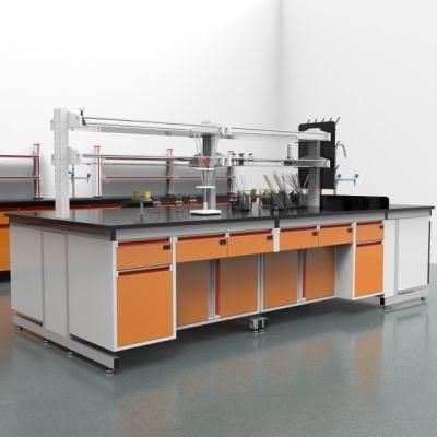 Physical Wood and Steel Lab Furniture with Power Supply, Bio Wood and Steel Physical Laboratory Bench/