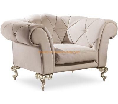 Modern Furniture Leather Chair Stainless Steel Gold Frame Single Seat Sofa
