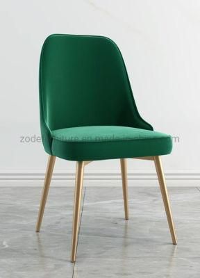 Zode Nordic Leisure Hotel Restaurant Dining Room Velvet Upholstered Dining Chair with Gold Finish Metal Leg
