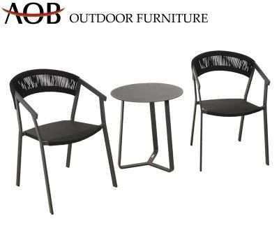 Modern Outdoor Garden Hotel Bar Cafe Furniture Rope Woven Chair Aluminum Leisure Balcony Set