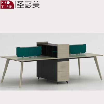 Modern Minimalist Office Furniture with Sideboard Four-Person Desk