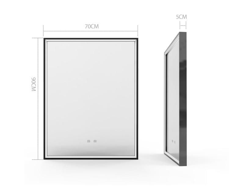 27.55X25.43inch LED Rectangle Black Framed Decorative Wall Mounted Silver Bathroom Mirror