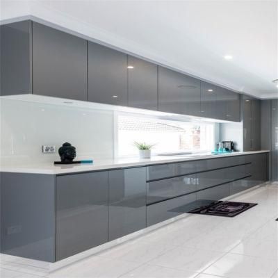 High Quality Kitchen Cabinets Made in China Modern Simple Design Gray Glossy Kitchen Cabinet