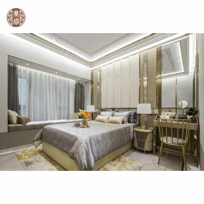 Foshan Factory Modern Design Luxury Fancy King Bedroom Furniture Fabric Sets for Villa